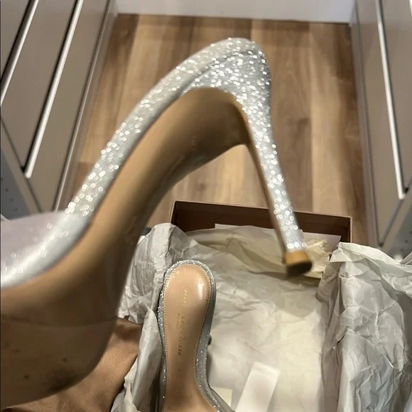 Gianvito Rossi Silver and Cream Women's Shoes